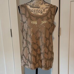💜3/$12💜 Dana Buchman Brown Sequin Pattern Tank Top